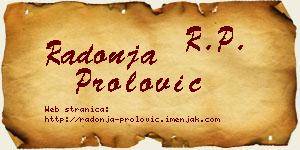 Radonja Prolović vizit kartica